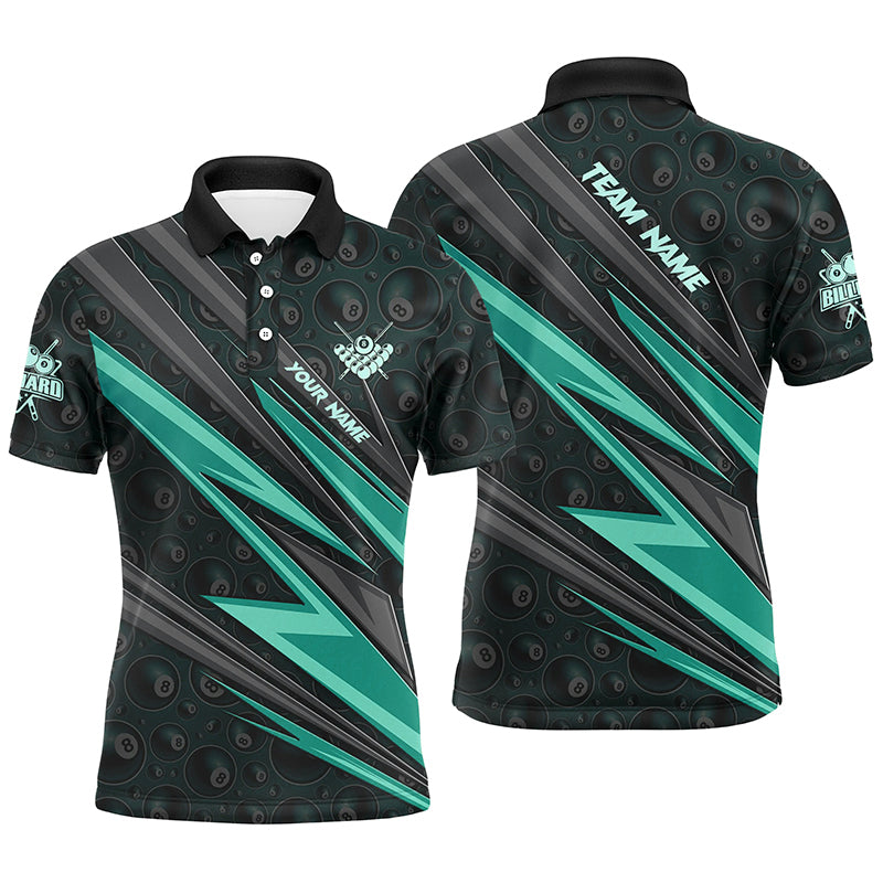 Personalized Name Turquoise Billiard Jerseys For Men Custom 8 Ball Billiard Shirts Pool Team Jersey TDM2855