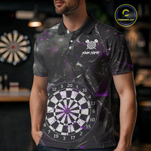 Load image into Gallery viewer, Personalized Purple Break Glass Darts Shirt For Men Custom Darts Team Jersey Polo &amp; 1/4 Zip TDM5101