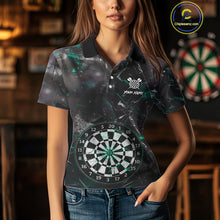Load image into Gallery viewer, Personalized Turquoise Break Glass Darts Shirt For Women Custom Darts Team Jersey Polo &amp; 1/4 Zip TDM5102