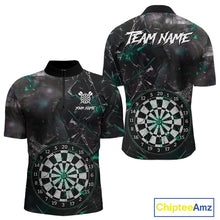 Load image into Gallery viewer, Personalized Turquoise Break Glass Darts Shirt For Men Custom Darts Team Jersey Polo &amp; 1/4 Zip TDM5102