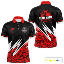 Load image into Gallery viewer, Personalized 8 Ball Billiard Jersey For Men Custom Black And Red Pool Team Shirt Polo &amp; 1/4 Zip TDM5108