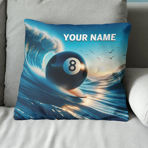 Funny 8 Ball Billiard Surfing Throw Pillow Custom Billiard Gifts Pillows TDM0815