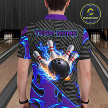 Load image into Gallery viewer, Custom Blue Purple Bowling Jersey For Men, Bowling Tournament Team Shirt Polo &amp; Quarter Zip TDM5826