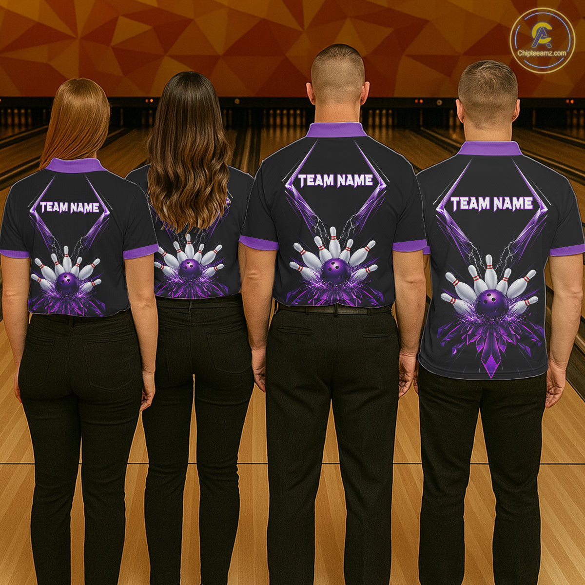 Custom Purple Bowling Jersey For Women, Crystal Lighting Bowling League Shirt Team Polo & 1/4 Zip TDM6428