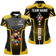 Load image into Gallery viewer, Yellow Jerseys Billiard Balls Custom Women Polo &amp; Quarter-Zip Shirts, 9 Ball Pool League Shirts TDM1704