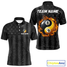 Load image into Gallery viewer, Black US Flag Ying And Yang 8 Ball &amp; 9 Ball Custom Billiard Shirts For Men Funny Billiard Jerseys TDM4082