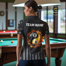 Load image into Gallery viewer, Black US Flag Ying And Yang 8 Ball &amp; 9 Ball Custom Billiard Shirts For Women Funny Billiard Jerseys TDM4083