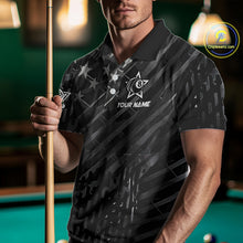 Load image into Gallery viewer, Black US Flag 8 Ball Billiard Shirts For Men Custom Patriotic Billiard Team Shirts, Pool Jerseys TDM4084