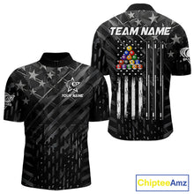 Load image into Gallery viewer, Black US Flag 8 Ball Billiard Shirts For Men Custom Patriotic Billiard Team Shirts, Pool Jerseys TDM4084