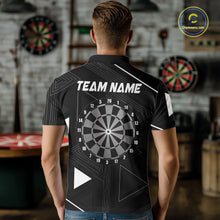 Load image into Gallery viewer, Personalized Black And White Geometric Darts Shirts For Men, Custom Darts Team Jersey Polo &amp; 1/4 Zip TDM6632
