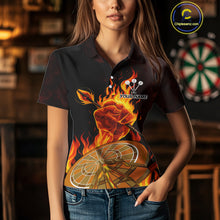 Load image into Gallery viewer, Flame Darts &amp; Crack Dartboard 3D Custom Red Dart Polo Shirts For Women, Dart Jerseys NYN0809