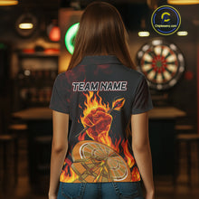 Load image into Gallery viewer, Flame Darts &amp; Crack Dartboard 3D Custom Red Dart Polo Shirts For Women, Dart Jerseys NYN0809