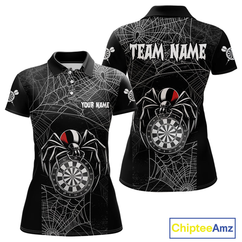 Funny Black Dartboard Spider Web Darts Shirt For Women Custom Halloween Darts Jerseys Outfit TDM4447