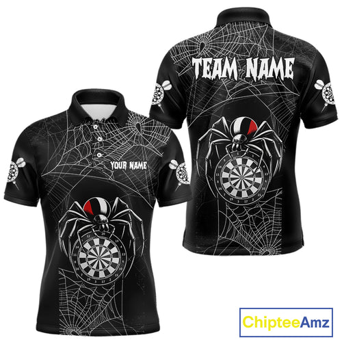 Funny Black Dartboard Spider Web Darts Shirt For Men Custom Halloween Darts Jerseys Outfit TDM4447