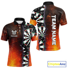 Load image into Gallery viewer, Personalized Fiery Orange Dartboard Crack Darts Shirt For Men, Funny Darts Jersey Polo &amp; 1/4 Zip TDM4449