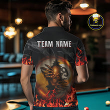 Load image into Gallery viewer, Funny Skull Billiard 8 Ball &amp; 9 Ball Pool Shirt For Men Custom Orange Flame Billiard Team Jerseys TDM4451