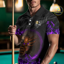 Load image into Gallery viewer, Funny Skull Billiard 8 Ball &amp; 9 Ball Pool Shirt For Men Custom Purple Flame Billiard Team Jerseys TDM4452