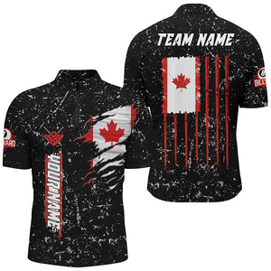 Vintage Canada Flag Custom Black Grunge Billiard Shirts For Men, Patriotic Gifts For Pool Lover TDM2372