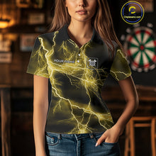 Load image into Gallery viewer, Thunder Lightning Yellow Darts Shirt With Pocket For Women Custom Dart Jersey TDM4695