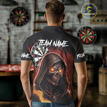 Load image into Gallery viewer, Personalized Red Death Skeleton Fire Dart Shirts For Men Custom Skull Dart Jersey Polo &amp; 1/4 Zip TDM4891