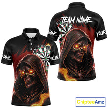 Load image into Gallery viewer, Personalized Red Death Skeleton Fire Dart Shirts For Men Custom Skull Dart Jersey Polo &amp; 1/4 Zip TDM4891