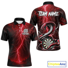 Load image into Gallery viewer, Red Lightning Thunder Cobra Darts Shirt For Men Custom Darts League Team Jersey Polo &amp; 1/4 Zip TDM4894
