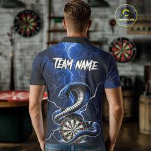 Load image into Gallery viewer, Blue Lightning Thunder Cobra Darts Shirt For Men Custom Darts League Team Jersey Polo &amp; 1/4 Zip TDM4895