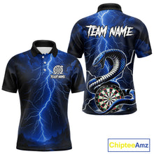 Load image into Gallery viewer, Blue Lightning Thunder Cobra Darts Shirt For Men Custom Darts League Team Jersey Polo &amp; 1/4 Zip TDM4895