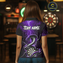 Load image into Gallery viewer, Purple Lightning Thunder Cobra Darts Shirt For Women Custom Darts League Team Jersey Polo &amp; 1/4 Zip TDM4896
