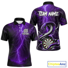 Load image into Gallery viewer, Purple Lightning Thunder Cobra Darts Shirt For Men Custom Darts League Team Jersey Polo &amp; 1/4 Zip TDM4896