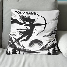 Load image into Gallery viewer, Custom Black White Funny Women Archer Pillow, Archery Decorative Pillows TDM0824