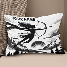 Load image into Gallery viewer, Custom Black White Funny Women Archer Pillow, Archery Decorative Pillows TDM0824