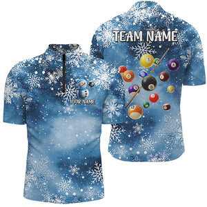 Personalized Snowflake Pattern Billiard Shirts For Men, Christmas Billiard Jerseys Pool Gifts TDM2858