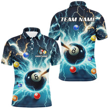 Load image into Gallery viewer, Blue Thunder Lightning Strike 8 Ball Men Billiard Shirts Custom Billiard League Pool Team Jerseys TDM2861