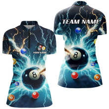 Load image into Gallery viewer, Blue Thunder Lightning Strike 8 Ball Women Billiard Shirts Custom Billiard League Pool Team Jerseys TDM2861