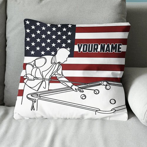 Patriotic US Flag Billiard Player Pillows Custom Billiard Throw Pillow TDM0823