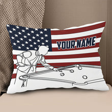 Load image into Gallery viewer, Patriotic US Flag Billiard Player Pillows Custom Billiard Throw Pillow TDM0823