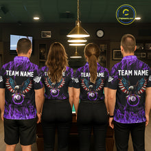 Load image into Gallery viewer, Purple Flaming American Flag Eagle 8 Ball Billiard Shirt For Women Custom Patriotic Pool Team Jersey TDM5588