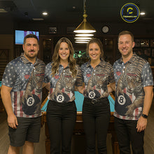 Load image into Gallery viewer, Personalized Vintage American Flag Tiger Billiard Shirt For Women, 8 Ball Pool Billiard Team Jerseys TDM5590