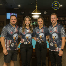 Load image into Gallery viewer, Personalized Vintage American Flag Eagle Billiard Shirt For Women, 8 Ball Pool Billiard Team Jerseys TDM5593