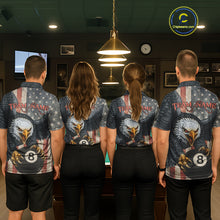 Load image into Gallery viewer, Personalized Vintage American Flag Eagle Billiard Shirt For Women, 8 Ball Pool Billiard Team Jerseys TDM5593