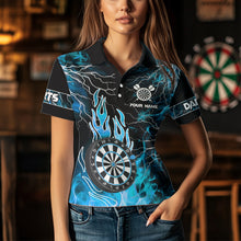 Load image into Gallery viewer, Blue Flaming Custom Eagle Dart Shirt For Women, Thunder Lightning Dart Jersey TDM3507