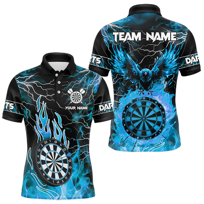 Blue Dart Board Fire Flame Custom Eagle Dart Shirts For Men, Thunder Lightning Dart Team Jerseys TDM3507