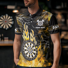 Load image into Gallery viewer, Yellow Dart Board Fire Flame Custom Eagle Dart Shirts For Men, Thunder Lightning Dart Team Jerseys TDM3508