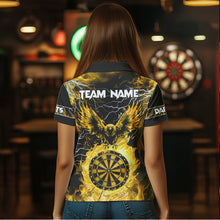 Load image into Gallery viewer, Yellow Dartboard Flame Custom Eagle Women Dart Shirts, Lightning Dart Jerseys TDM3508