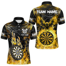 Load image into Gallery viewer, Yellow Dart Board Fire Flame Custom Eagle Dart Shirts For Men, Thunder Lightning Dart Team Jerseys TDM3508