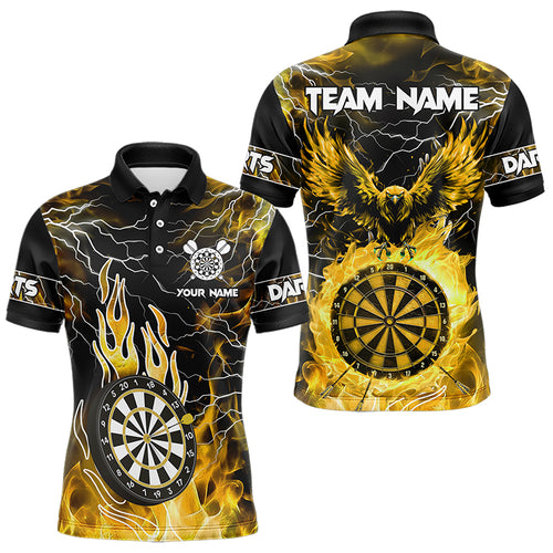 Yellow Dart Board Fire Flame Custom Eagle Dart Shirts For Men, Thunder Lightning Dart Team Jerseys TDM3508