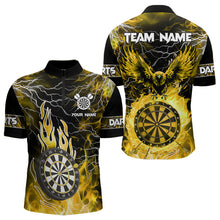 Load image into Gallery viewer, Yellow Dart Board Fire Flame Custom Eagle Dart Shirts For Men, Thunder Lightning Dart Team Jerseys TDM3508