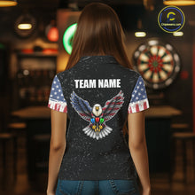 Load image into Gallery viewer, Personalized Grunge US Flag Eagle Darts Shirt For Women, Patriotic Darts Team Jersey Polo &amp; 1/4 Zip TDM5831