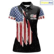 Load image into Gallery viewer, Personalized Grunge US Flag Eagle Darts Shirt For Women, Patriotic Darts Team Jersey Polo &amp; 1/4 Zip TDM5831